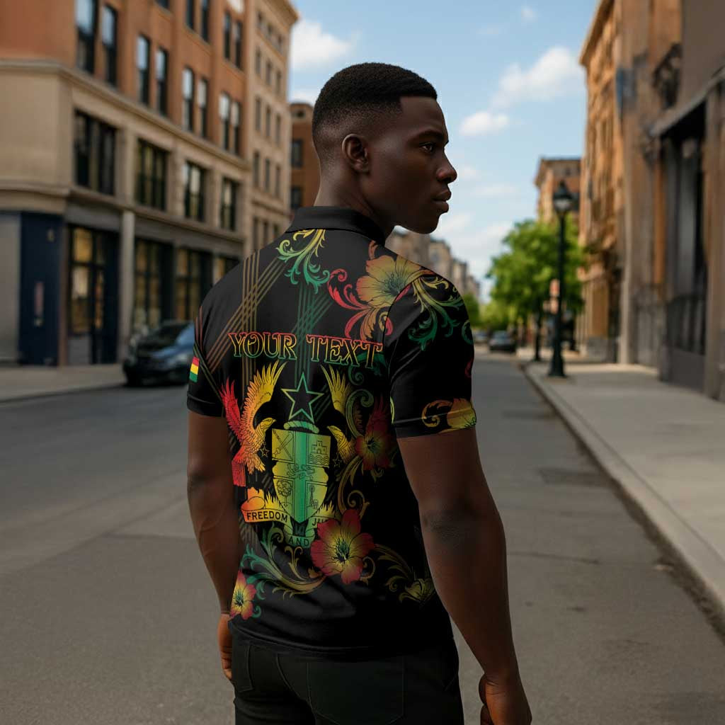 Personalized Ghana Zipper Polo Shirt Eagle Of Freedom And Justice