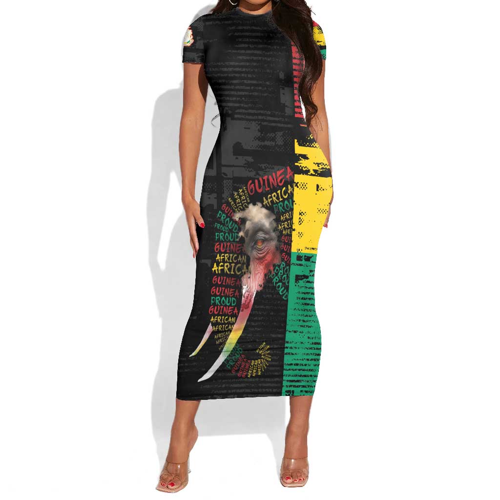 Personalized Guinea Short Sleeve Bodycon Dress Elephant Soul African