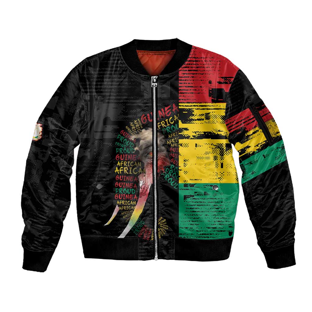 Personalized Guinea Sleeve Zip Bomber Jacket Elephant Soul African