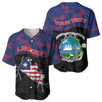 Personalized Liberia Baseball Jersey Map With Pepper Flowers Scratch Texture