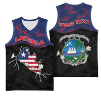 Personalized Liberia Basketball Jersey Map With Pepper Flowers Scratch Texture