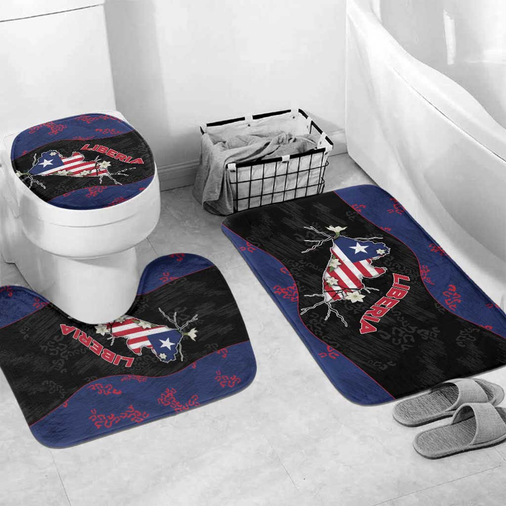 Liberia Bathroom Set Map With Pepper Flowers Scratch Texture