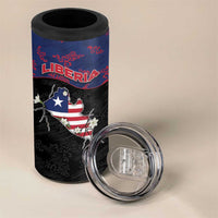 Personalized Liberia 4 in 1 Can Cooler Tumbler Map With Pepper Flowers Scratch Texture