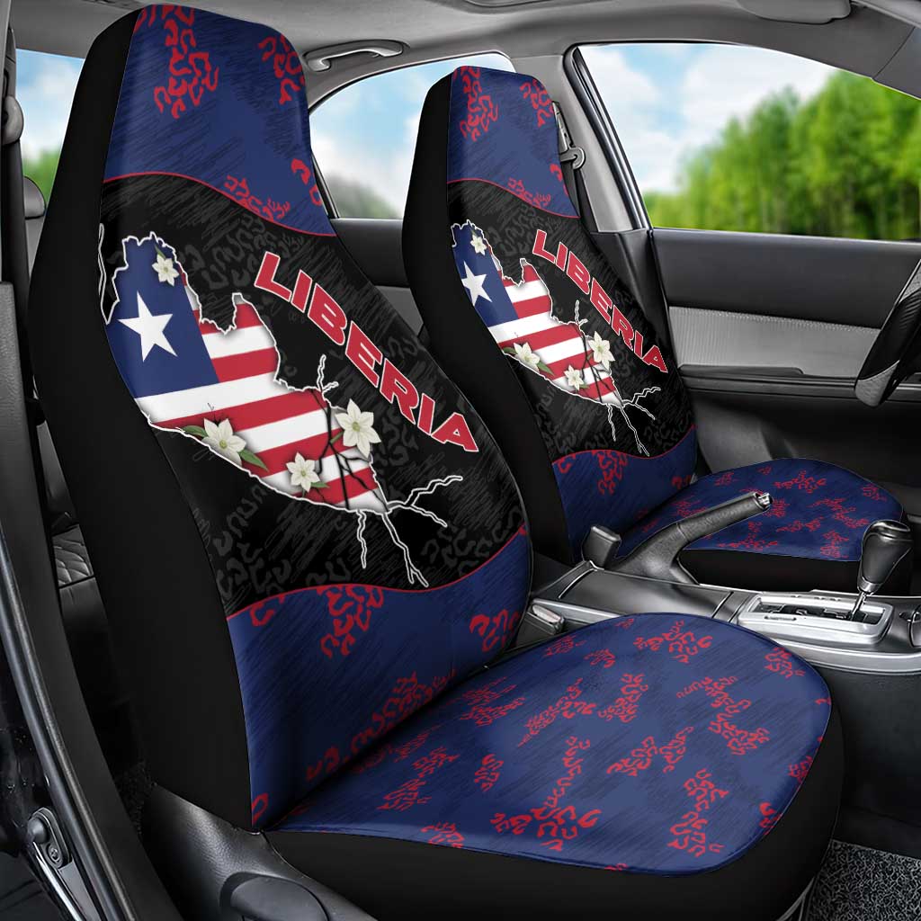 Liberia Car Seat Cover Map With Pepper Flowers Scratch Texture