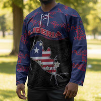 Personalized Liberia Hockey Jersey Map With Pepper Flowers Scratch Texture