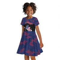 Personalized Liberia Kid Short Sleeve Dress Map With Pepper Flowers Scratch Texture
