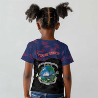 Personalized Liberia Kid T shirt Map With Pepper Flowers Scratch Texture