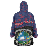 Personalized Liberia Kid Wearable Blanket Hoodie Map With Pepper Flowers Scratch Texture
