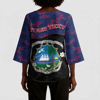 Personalized Liberia Kimono Sleeve Blouse Map With Pepper Flowers Scratch Texture