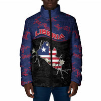 Personalized Liberia Padded Jacket Map With Pepper Flowers Scratch Texture