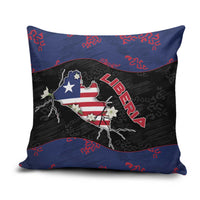 Liberia Pillow Cover Map With Pepper Flowers Scratch Texture