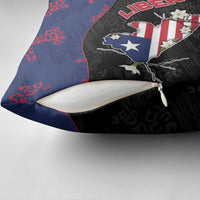 Liberia Pillow Cover Map With Pepper Flowers Scratch Texture