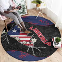 Liberia Round Carpet Map With Pepper Flowers Scratch Texture