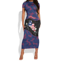 Personalized Liberia Short Sleeve Bodycon Dress Map With Pepper Flowers Scratch Texture