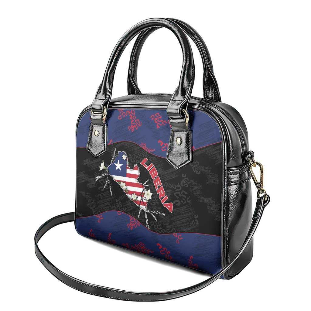 Liberia Shoulder Handbag Map With Pepper Flowers Scratch Texture