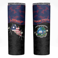 Personalized Liberia Skinny Tumbler Map With Pepper Flowers Scratch Texture