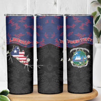 Personalized Liberia Skinny Tumbler Map With Pepper Flowers Scratch Texture