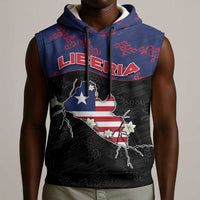 Personalized Liberia Sleeveless Hoodie Map With Pepper Flowers Scratch Texture