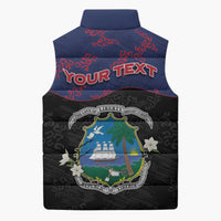 Personalized Liberia Sleeveless Puffer Jacket Map With Pepper Flowers Scratch Texture