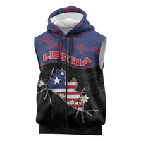 Personalized Liberia Sleeveless Zip Hoodie Map With Pepper Flowers Scratch Texture
