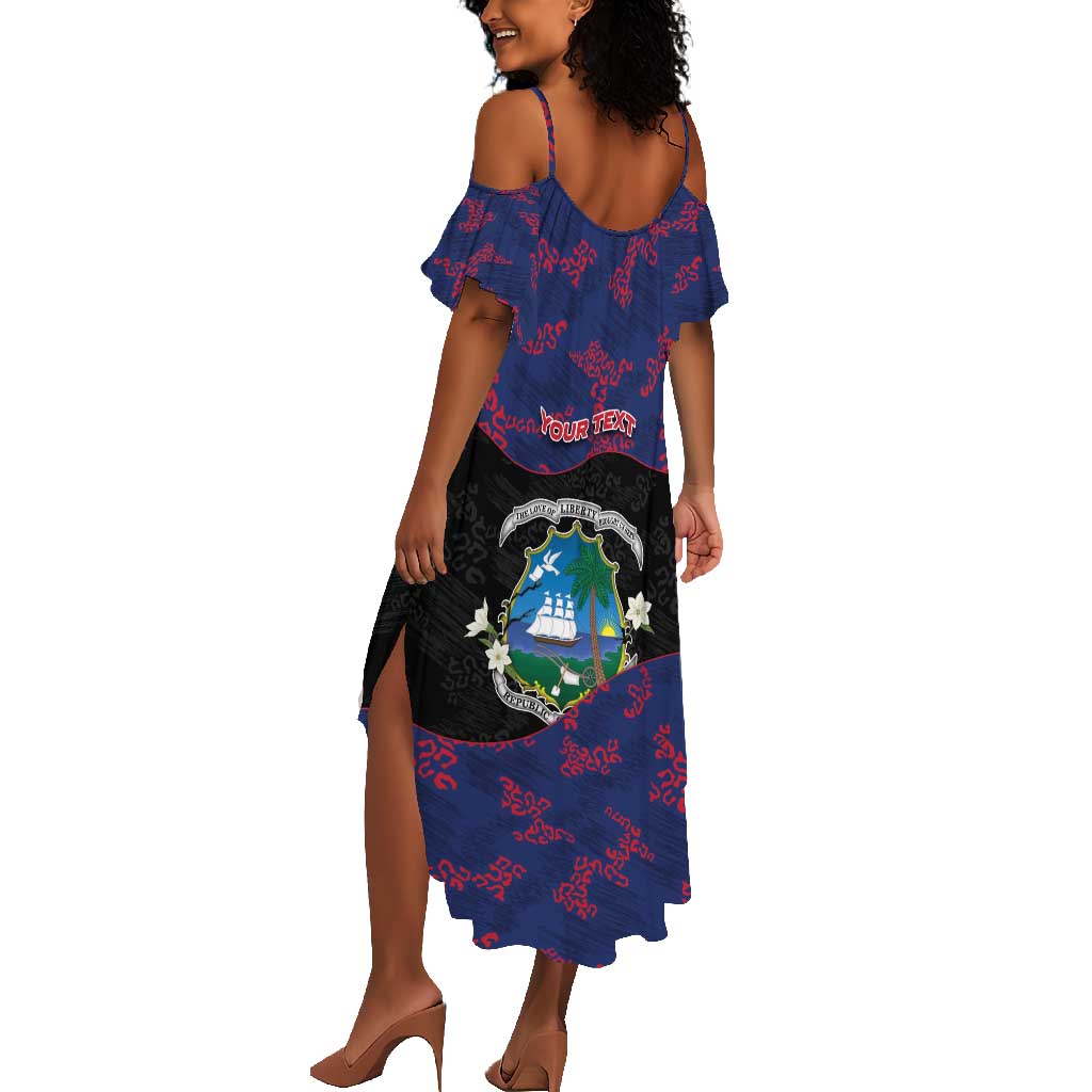 Personalized Liberia Summer Maxi Dress Map With Pepper Flowers Scratch Texture