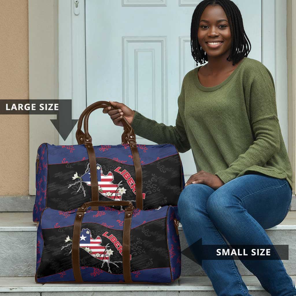 Liberia Travel Bag Map With Pepper Flowers Scratch Texture