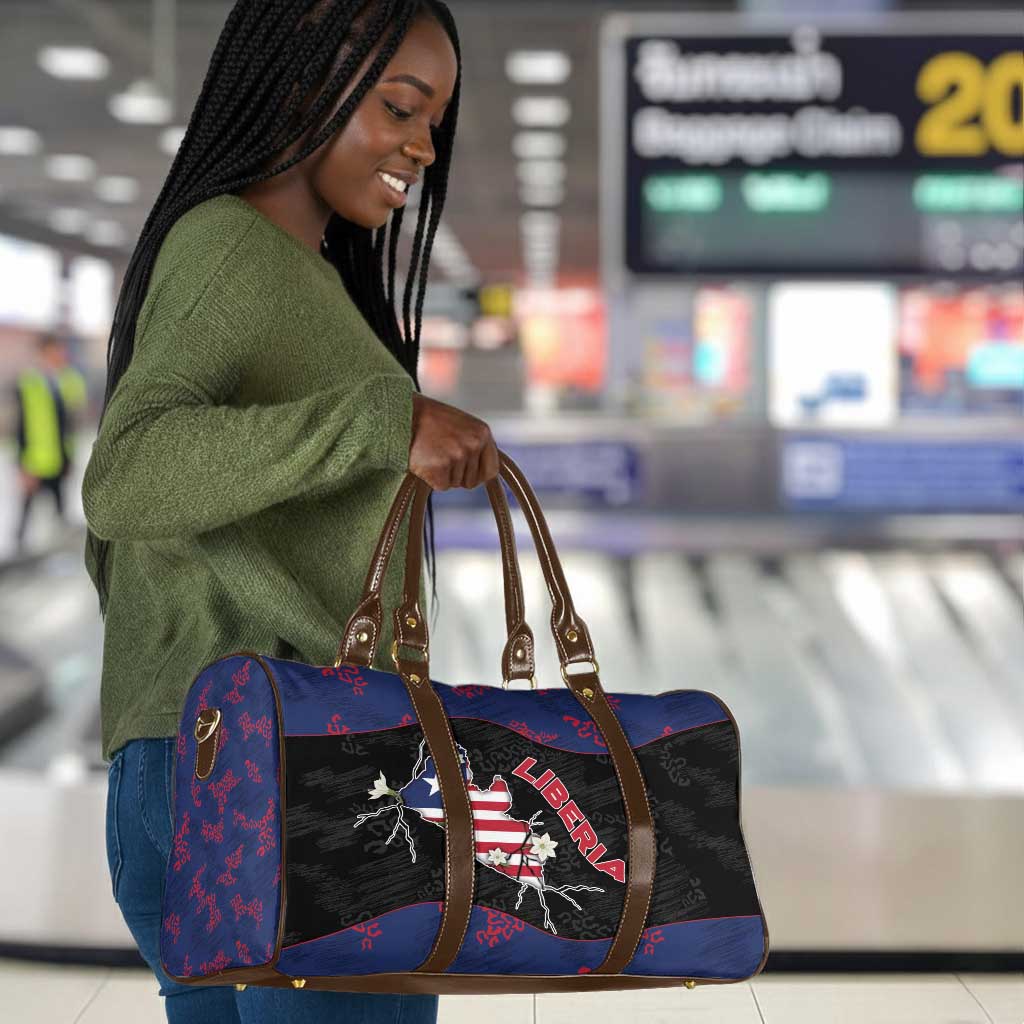 Liberia Travel Bag Map With Pepper Flowers Scratch Texture