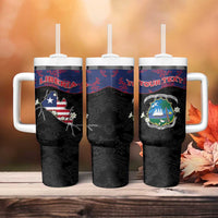 Personalized Liberia Tumbler With Handle Map With Pepper Flowers Scratch Texture