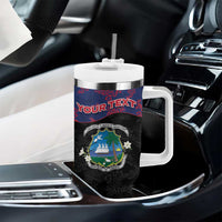 Personalized Liberia Tumbler With Handle Map With Pepper Flowers Scratch Texture