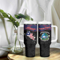 Personalized Liberia Tumbler With Handle Map With Pepper Flowers Scratch Texture