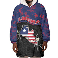 Personalized Liberia Wearable Blanket Hoodie Map With Pepper Flowers Scratch Texture