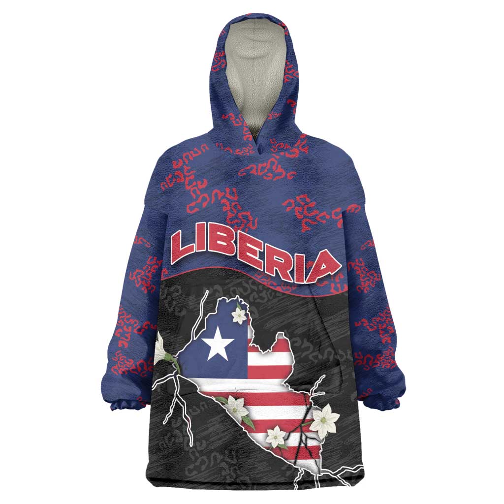 Personalized Liberia Wearable Blanket Hoodie Map With Pepper Flowers Scratch Texture