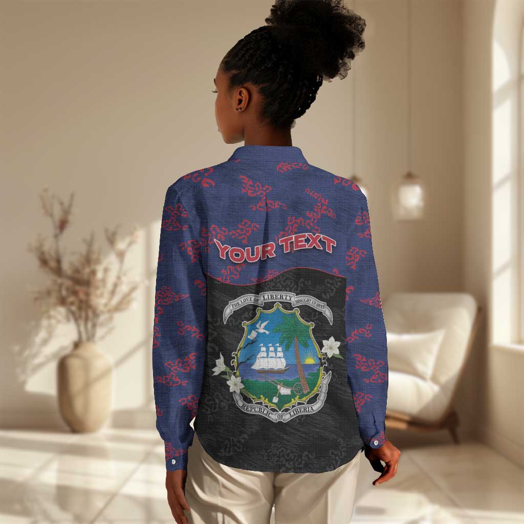 Personalized Liberia Women Casual Shirt Map With Pepper Flowers Scratch Texture