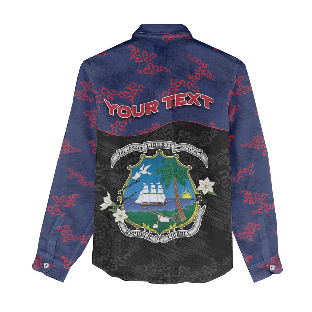 Personalized Liberia Women Casual Shirt Map With Pepper Flowers Scratch Texture