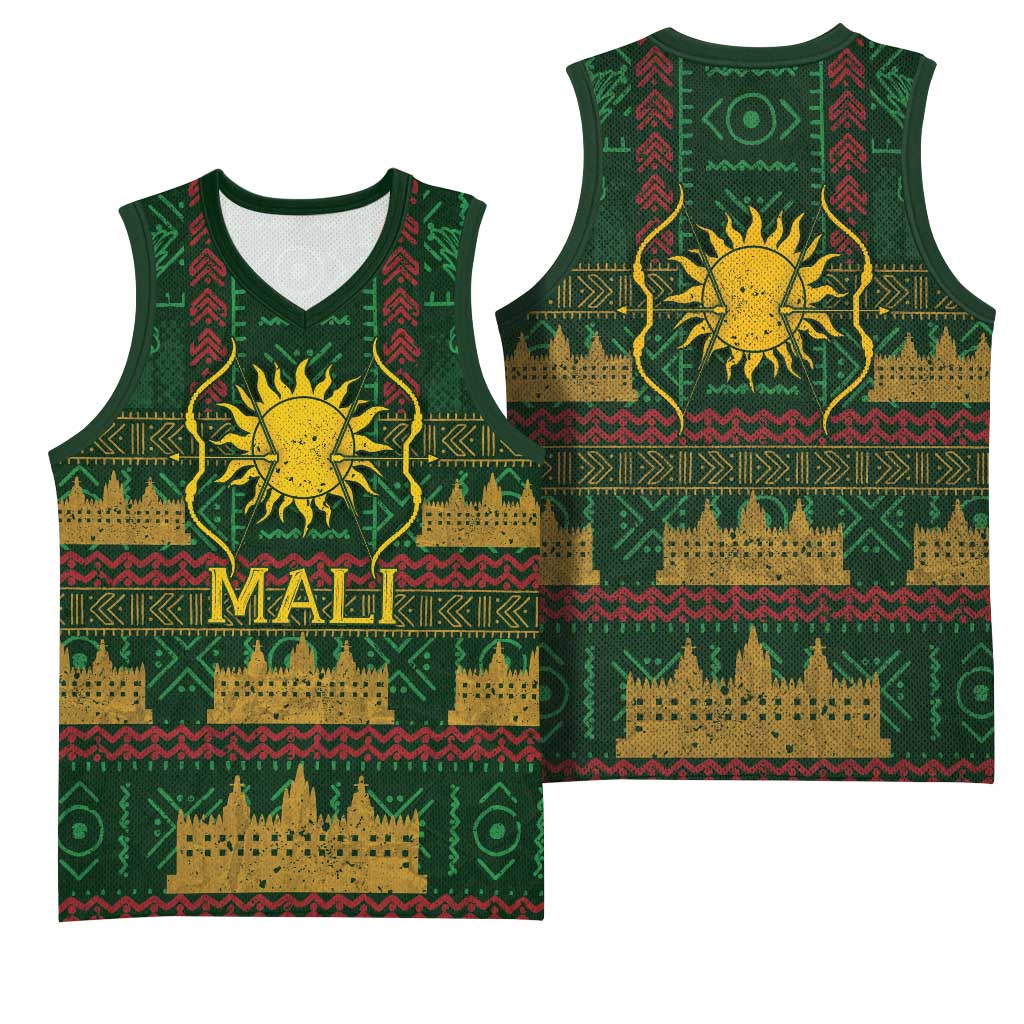 Mali Basketball Jersey Golden Sun And Mosque Patterns Retro Style
