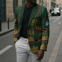 Mali Blazer Golden Sun And Mosque Patterns Retro Style