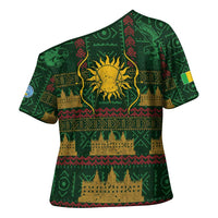 Mali Cross Shoulder Shirt Golden Sun And Mosque Patterns Retro Style