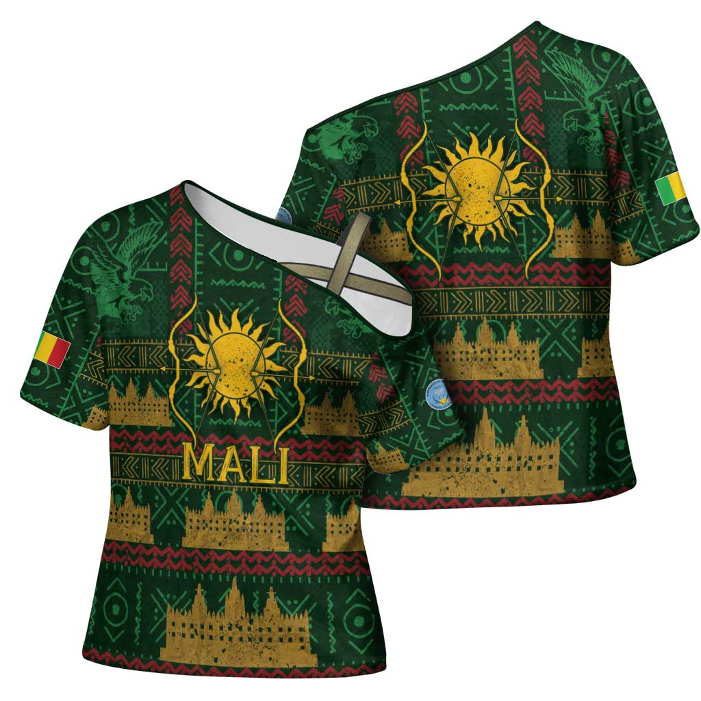 Mali Cross Shoulder Shirt Golden Sun And Mosque Patterns Retro Style