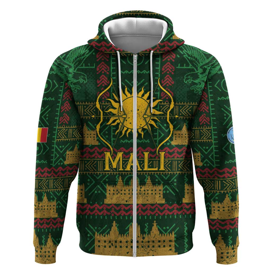 Mali Hoodie Golden Sun And Mosque Patterns Retro Style