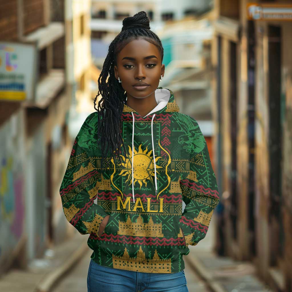 Mali Hoodie Golden Sun And Mosque Patterns Retro Style