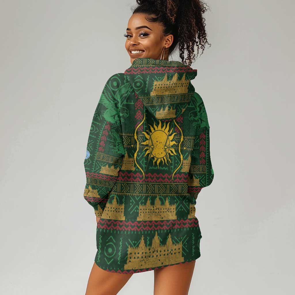 Mali Hoodie Dress Golden Sun And Mosque Patterns Retro Style