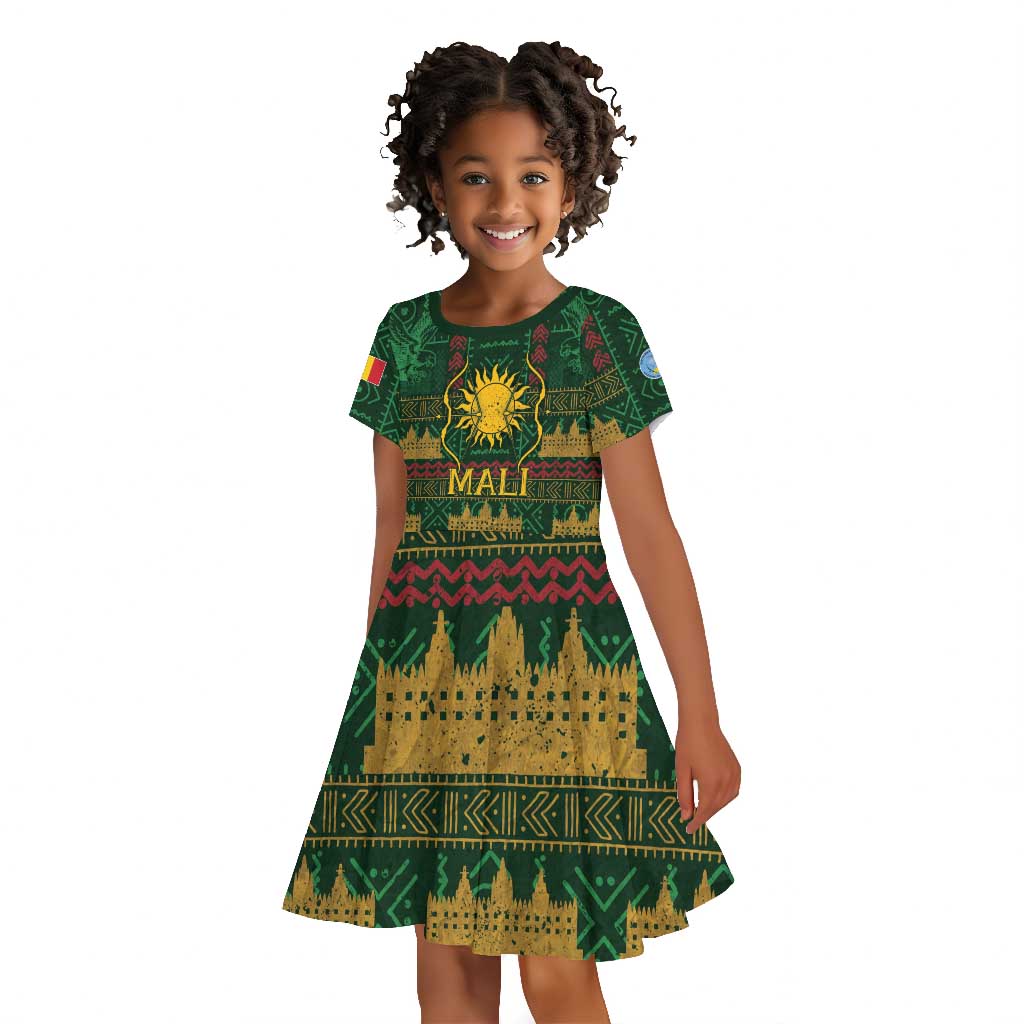 Mali Kid Short Sleeve Dress Golden Sun And Mosque Patterns Retro Style