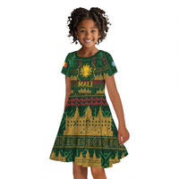 Mali Kid Short Sleeve Dress Golden Sun And Mosque Patterns Retro Style