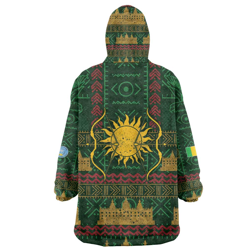 Mali Kid Wearable Blanket Hoodie Golden Sun And Mosque Patterns Retro Style