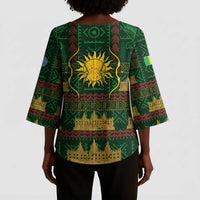 Mali Kimono Sleeve Blouse Golden Sun And Mosque Patterns Retro Style