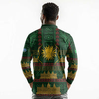 Mali Long Sleeve Polo Shirt Golden Sun And Mosque Patterns Retro Style