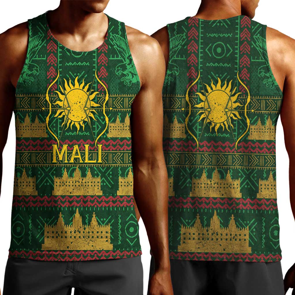 Mali Men Tank Top Golden Sun And Mosque Patterns Retro Style