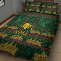 Mali Quilt Bed Set Golden Sun And Mosque Patterns Retro Style