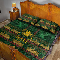 Mali Quilt Bed Set Golden Sun And Mosque Patterns Retro Style