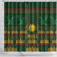 Mali Shower Curtain Golden Sun And Mosque Patterns Retro Style